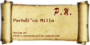 Perhócs Milla névjegykártya